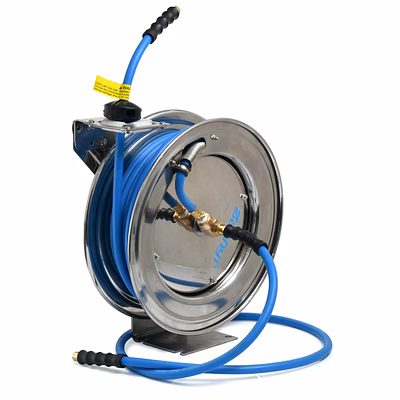 zephyr auto-retractable air hose reels 13mm x 15m stainless steel 304 (zar1315ss)
