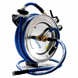Zephyr Food Grade Water Hose Reel 13mmX15m Stainless Steel With Pre Rinse Spray Gun(ZWR1315SS-PR-FH)