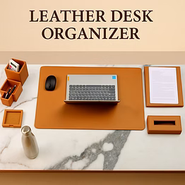 leather desk organizer - set of 5