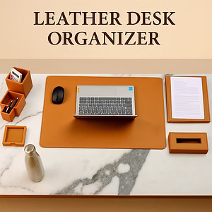 Leather Desk Organizer - Set of 5