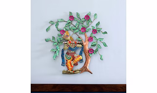Decorative Krishna Tree Multicolour Iron Wall Art