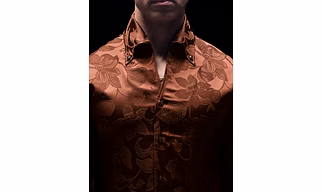 Mud Brown Floral Jacquard Cooper Collar Shirt