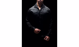 Black Paisley Jacquard Lapel Collar Shirt