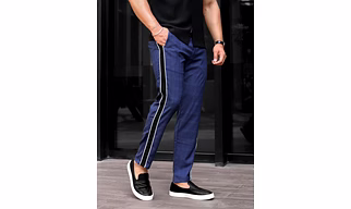 Blue Side Tape Check Pants
