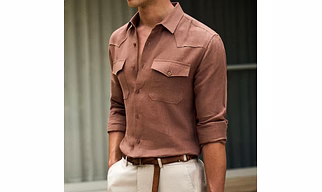 Brown Double Pocket 100% Pure Irish Linen Shirt