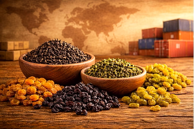 Premium Indian tea leaves and raisins prepared for global export markets