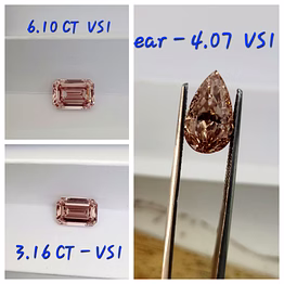 solitaire lab grown diamonds in pink and brown color