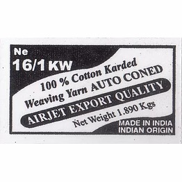 ne 16/1 kw - 100 % indian cotton carded grey yarn for weaving
