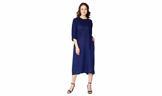Women's Navy Blue A-line Midi Dress
