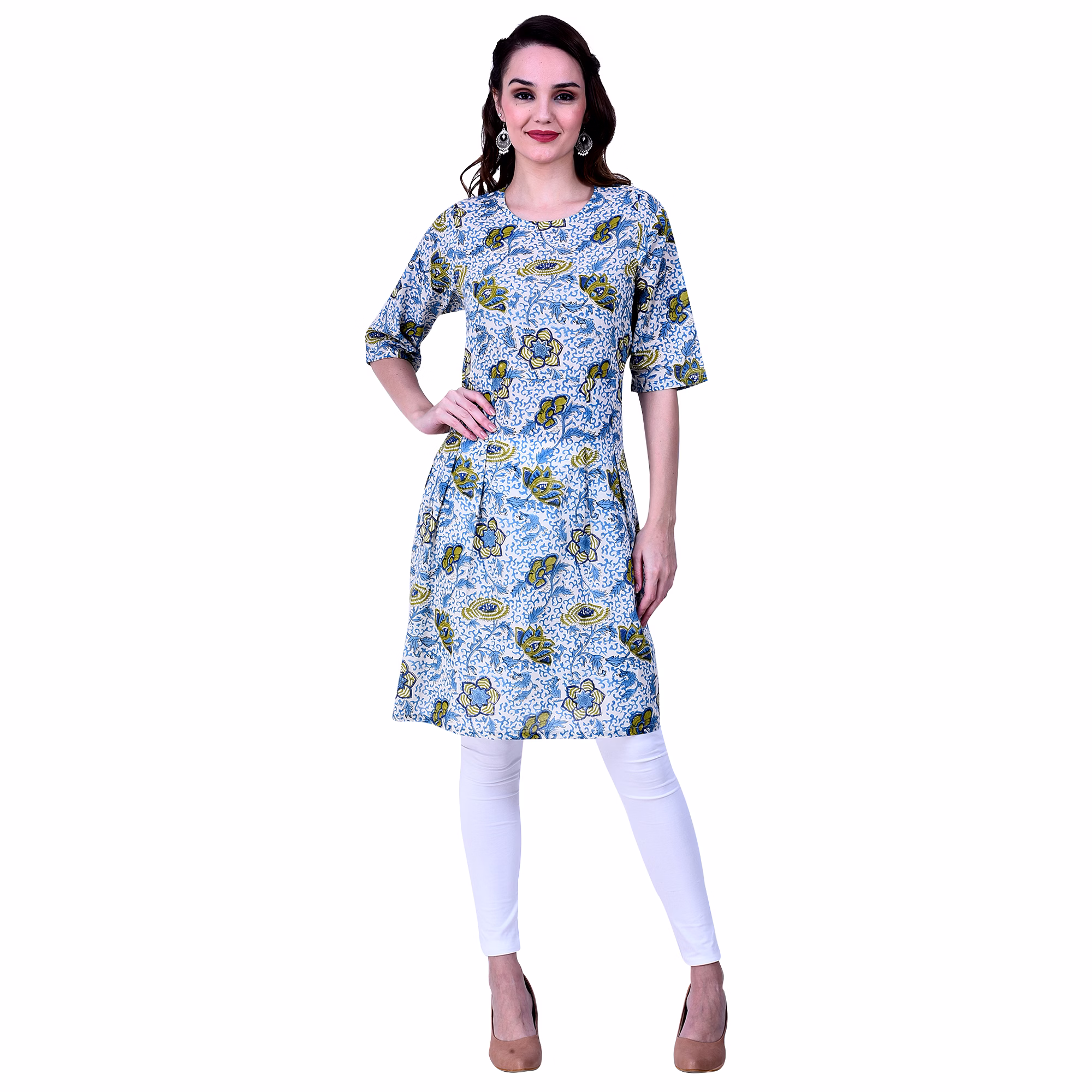 Comfortable Bagru Hand Block Printed Cotton Kurta Dress image 1