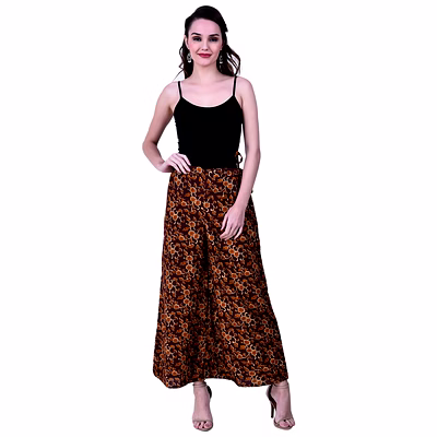 bagru hand block printed cotton palazzo pants in earthy tones