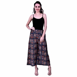 bagru hand block printed cotton palazzo pants in earthy tones