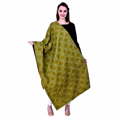 kalamkari hand block printed cotton dupatta with floral & traditional motifs