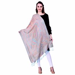 pastel woven style shawl in modal wool with subtle pattern accents