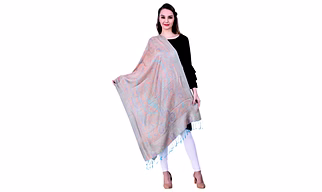 Pastel Woven Style Shawl in Modal Wool with Subtle Pattern Accents