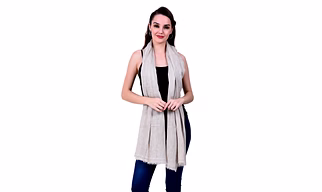 Light Beige Cotton Dupatta with Minimalist Drape and Tassel Detailing