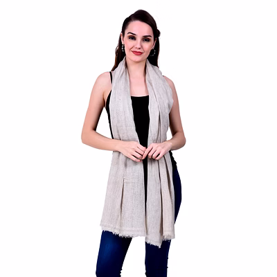 light beige cotton dupatta with minimalist drape and tassel detailing