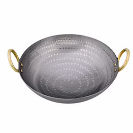 rby handmade iron kadai for frying and cooking food grade iron traditional indian cookware smooth edge kadhai metal spoon friendly dishwasher safe heavy base wok deep frying pan warranty