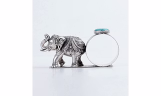 Elephant Brass Silver plated Napkin Ring