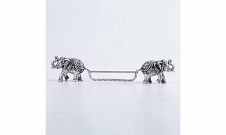 Carved Elephant Spoon Rest (Silver)