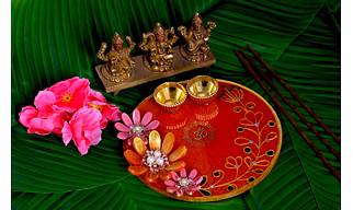 Red Resin Flower with 3D Design Ethnic & Festive Decoration