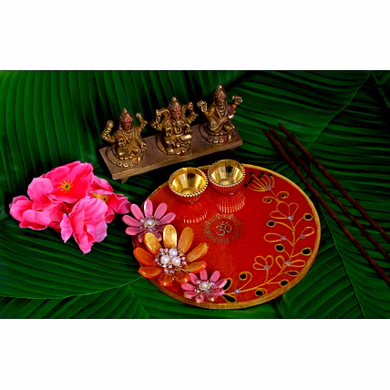 Red Resin Flower with 3D Design Ethnic &amp; Festive Decoration-12733797