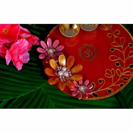 Red Resin Flower with 3D Design Ethnic &amp; Festive Decoration-2