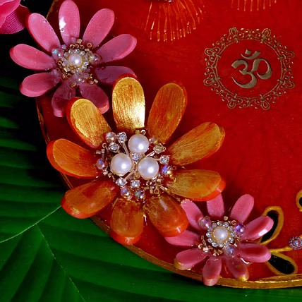 Red Resin Flower with 3D Design Ethnic &amp; Festive Decoration-1
