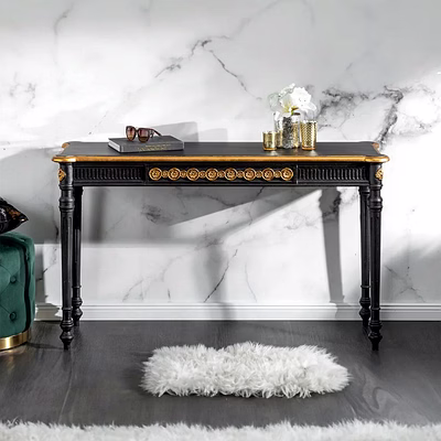 curves & carvings teak wood traditional indian console table