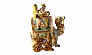 Decorative Camel with Rajasthani Couple Figurine