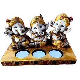 three ganesha figurine tealight holder