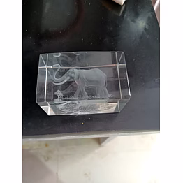 3d laser engraved elephant crystal block