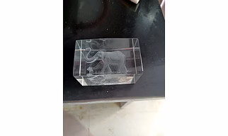3D Laser Engraved Elephant Crystal Block