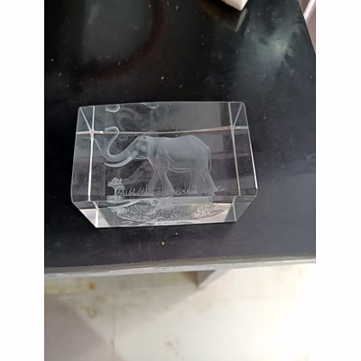 3d laser engraved elephant crystal block