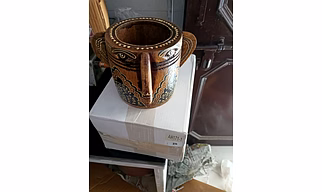 Wooden Face Design Pen Stand