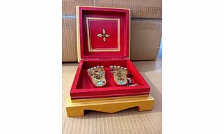 Wooden Auspicious Laxmi Charan Box Big
