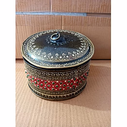 iron toffee box embossed round small