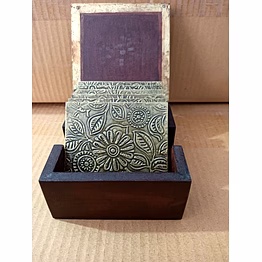 wooden coaster set brass fitted