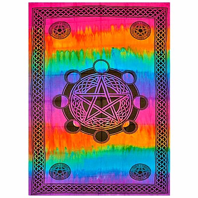 pentagram with tie-dye tapestry