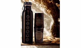 COPPER WATER BOTTLE WITH TUMBLER - ANTIQUE PRINT