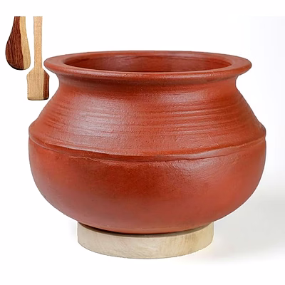 handmade clay red handi| rice pot