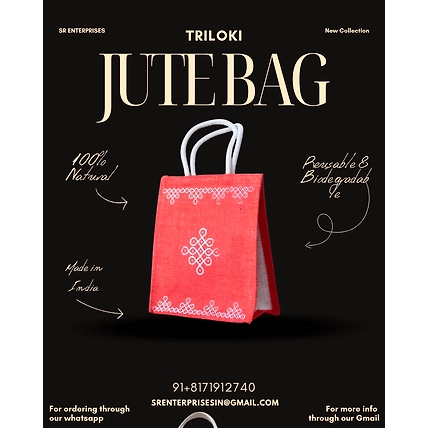 Triloki Designer Gift Jute Bag – #Handcrafted #SustainableGiftBag-1