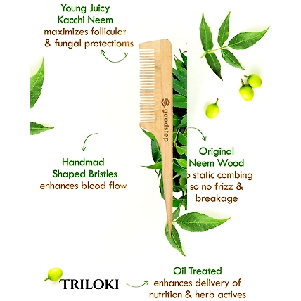 Triloki Neem Comb with Handle – Handmade Anti-Frizz Scalp-4