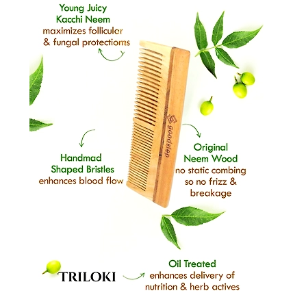 Triloki Pure Neem Wood Comb – Oil-Treated &amp; Anti-Breakage Design-4