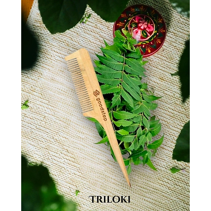 Triloki Neem Comb with Handle – Handmade Anti-Frizz Scalp-3