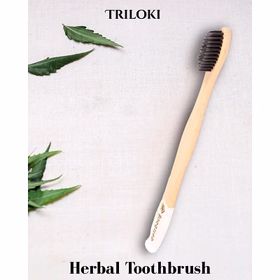 triloki bamboo toothbrush – soft black bristles for sensitive gums