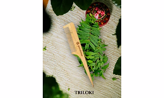 Triloki Neem Comb with Handle – Handmade Anti-Frizz Scalp