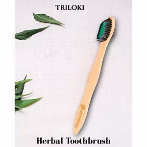 Triloki Bamboo Toothbrush – Soft Black Bristles for Sensitive Gums