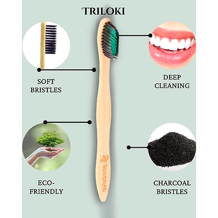 Triloki Bamboo Toothbrush – Soft Black Bristles for Sensitive Gums-2