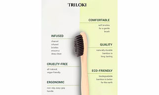 Triloki Eco Bamboo Toothbrush – Green Bristles with Deep Clean Charcoal Infusion